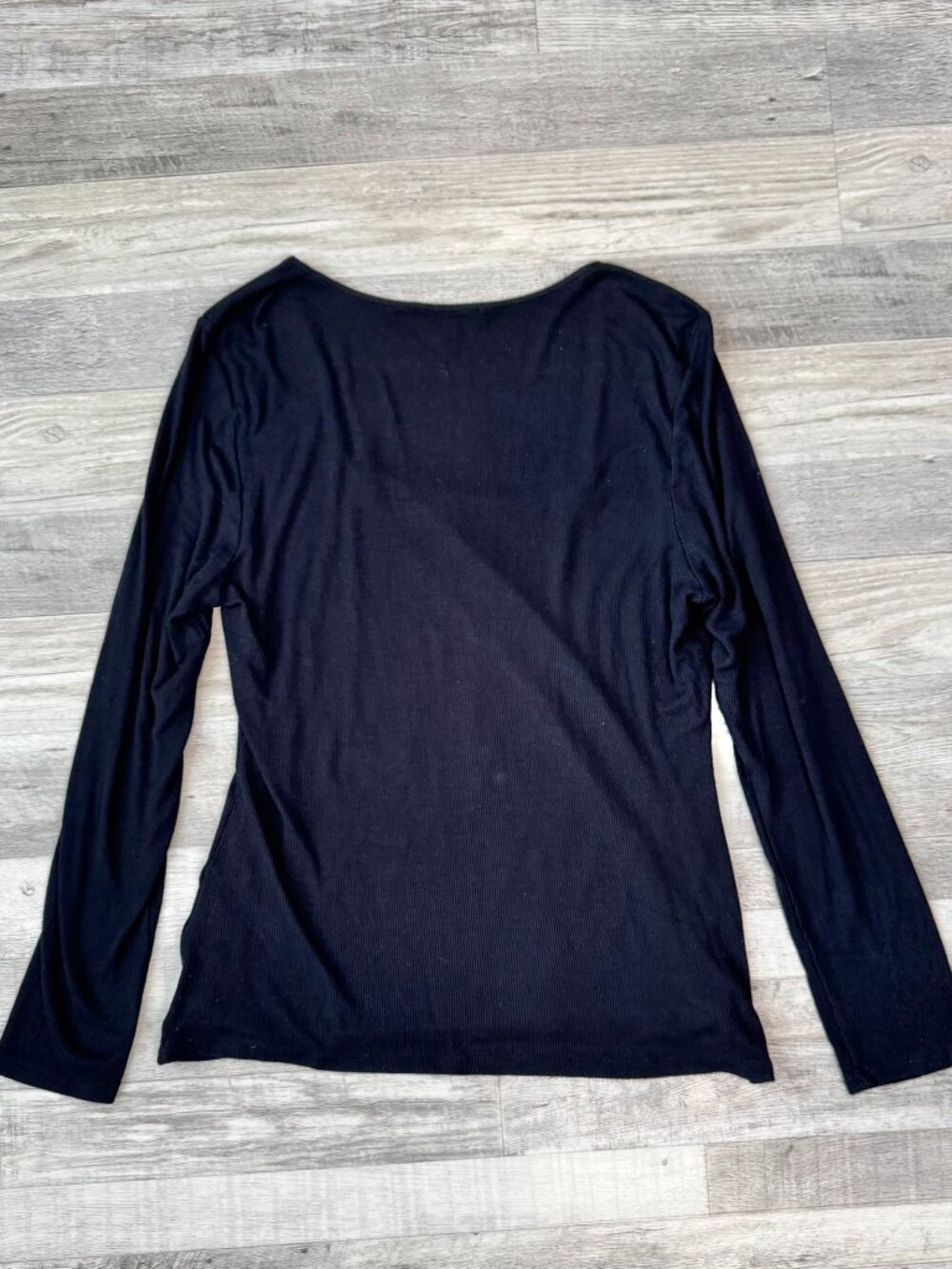 INC Black Ribbed Square Neck Long Sleeve Stretch Knit Top Size XXL D35 - Picture 5 of 5